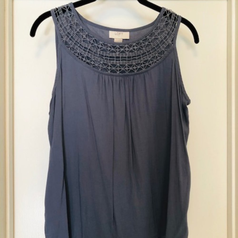 LOFT Periwinkle Tank with Crochet Detail
